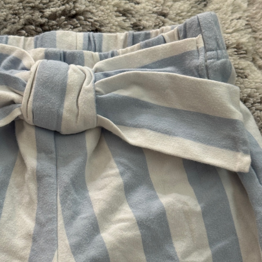 Jamie and Jack Striped Blue and White wide legged Pants with Bow - Picture 3 of 5